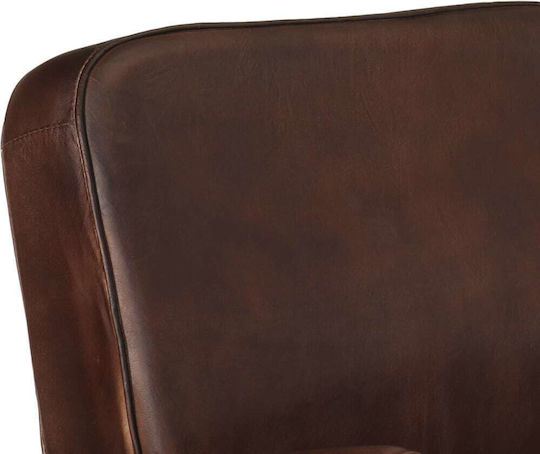 Armchair from Genuine Leather Coffee 60x70x79cm