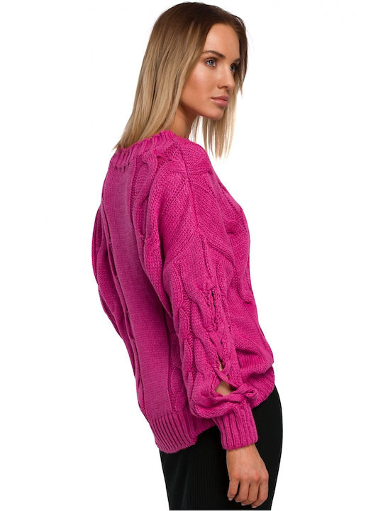 MOE Damen Langarm Pullover Fuchsie