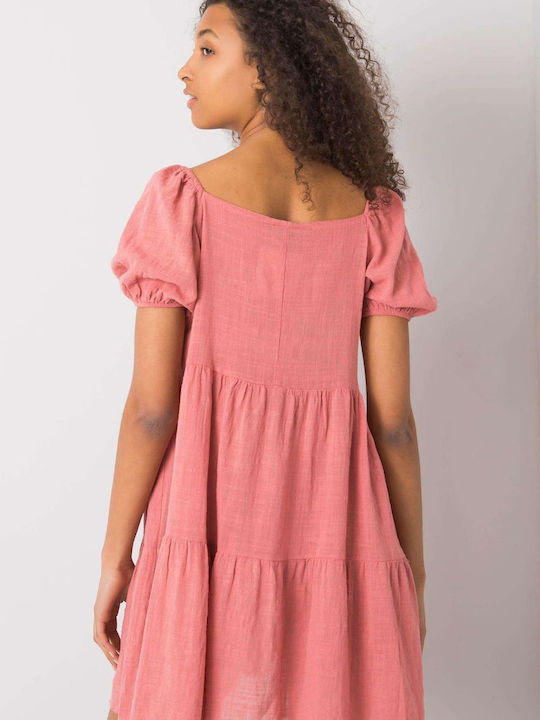 Och Bella Summer Mini Dress with Ruffle Pink