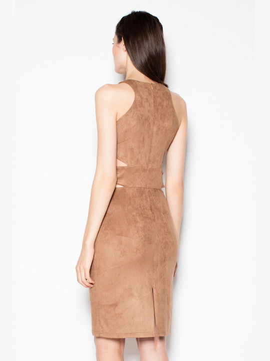 Venaton Evening Sleeveless Mini Dress Brown