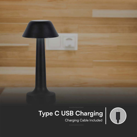 V-TAC Metal Table Lamp LED with Black Shade and Base