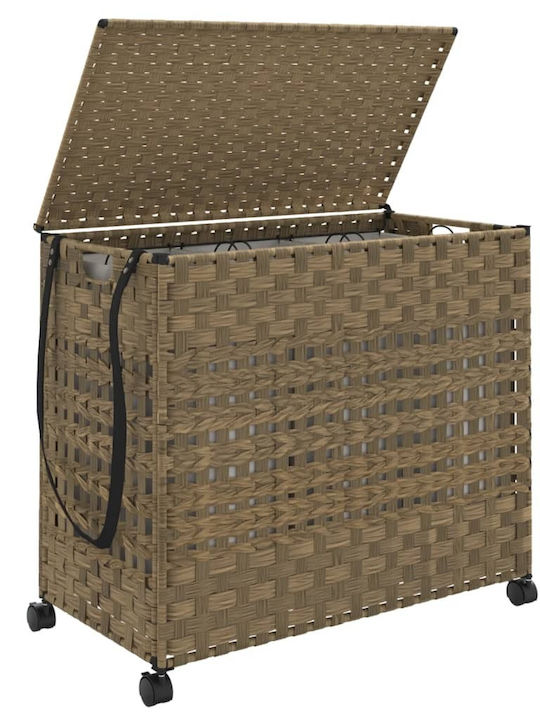 vidaXL Wäschekorb Stoff Klappbar mit Deckel 66x35x60cm Braun
