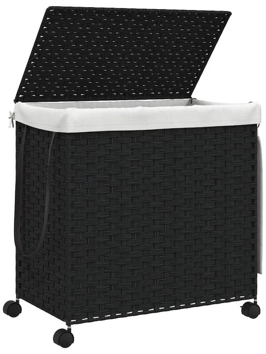 vidaXL Collapsible Fabric Laundry Basket with Lid 60x35x60.5cm Black