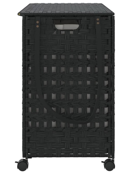 vidaXL Перилна Кошница Текстил Сгъваема с Капак 66x35x60см Черен