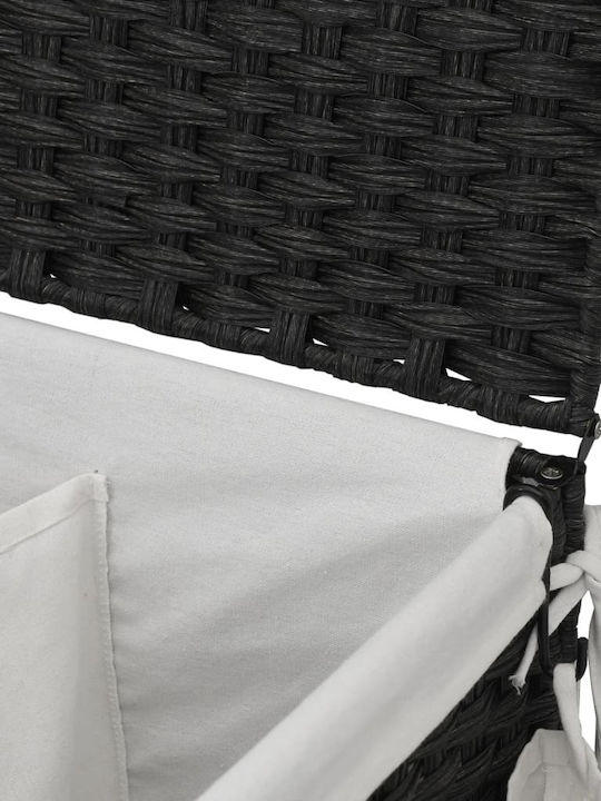 vidaXL Collapsible Fabric Laundry Basket with Lid 60x35x60.5cm Black