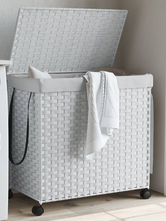 vidaXL Coș De Rufe Din Țesătură Pliabil Cu Capac 60x35x60.5cm Alb