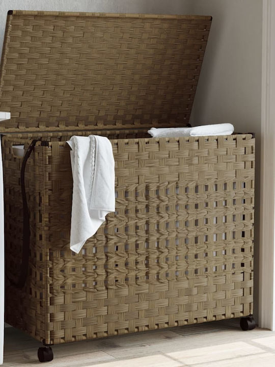 vidaXL Wäschekorb Stoff Klappbar mit Deckel 66x35x60cm Braun