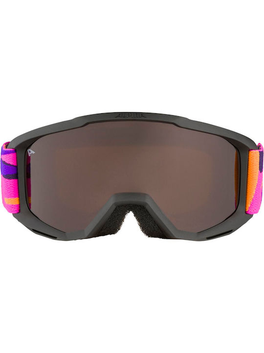 Alpina Μάσκα Σκι & Snowboard Ενηλίκων Μαύρη με Φακό Polarized σε Μαύρο Χρώμα