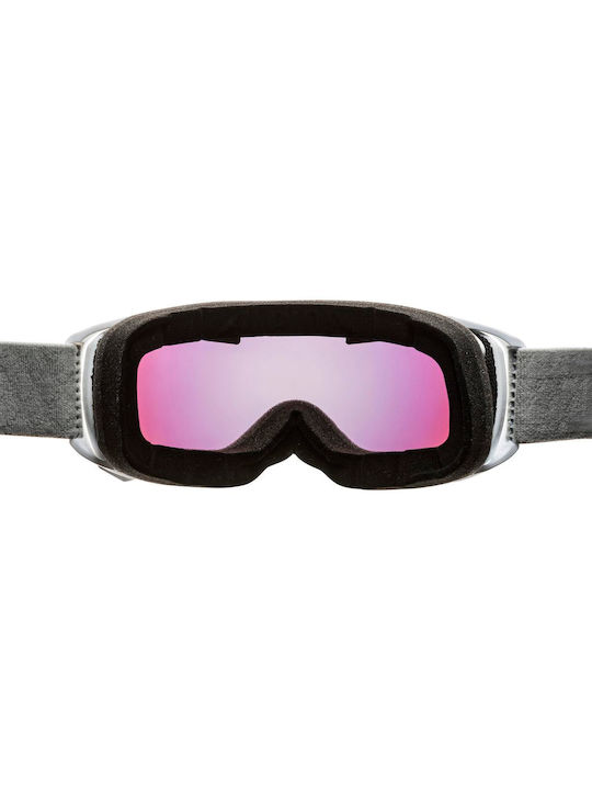 Alpina Μάσκα Σκι & Snowboard Ενηλίκων Λευκή με Φακό Polarized σε Χρυσό Χρώμα