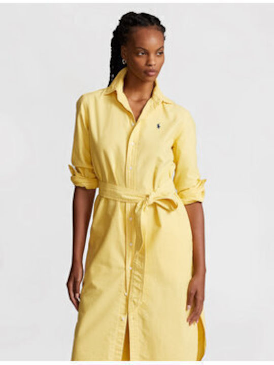 Ralph Lauren Midi Hemdkleid Kleid Yellow