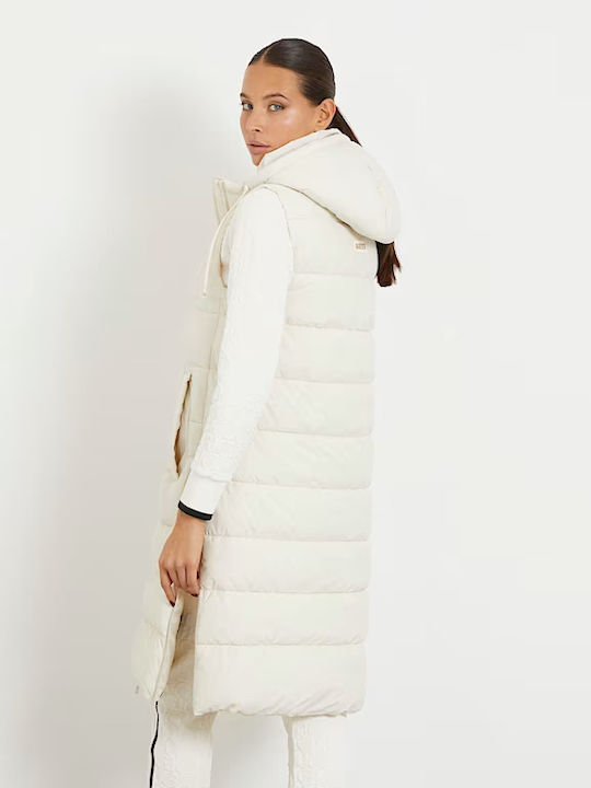 Guess Women's Long Puffer Jacket for Winter White