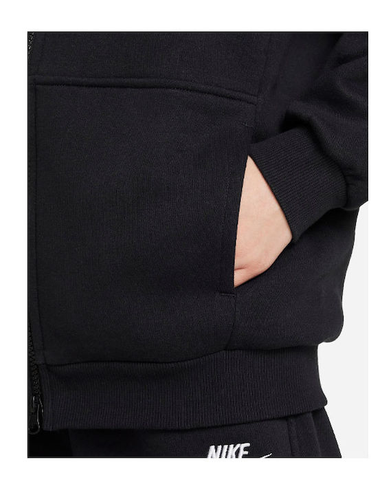 Athletic Kids Cardigan Cotton with Hood Black