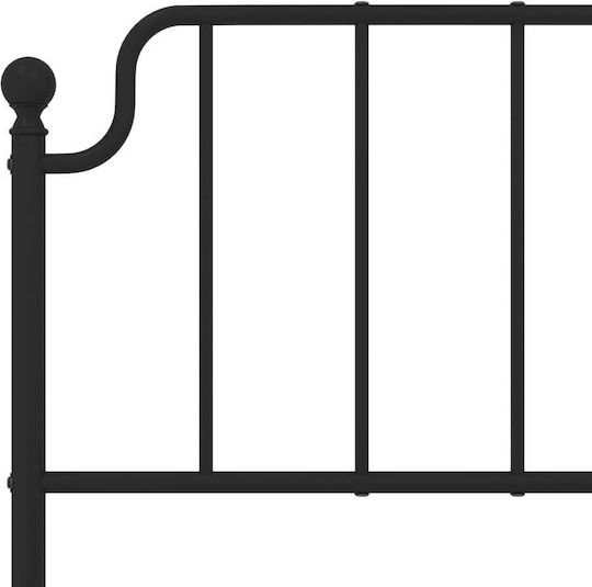 Κρεβάτι King Size Μεταλλικό Μαύρο με Τάβλες για Στρώμα 183x213cm