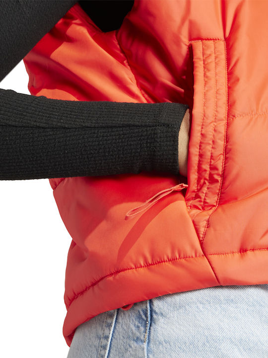 Insulated Women's Short Sports Jacket for Winter Red