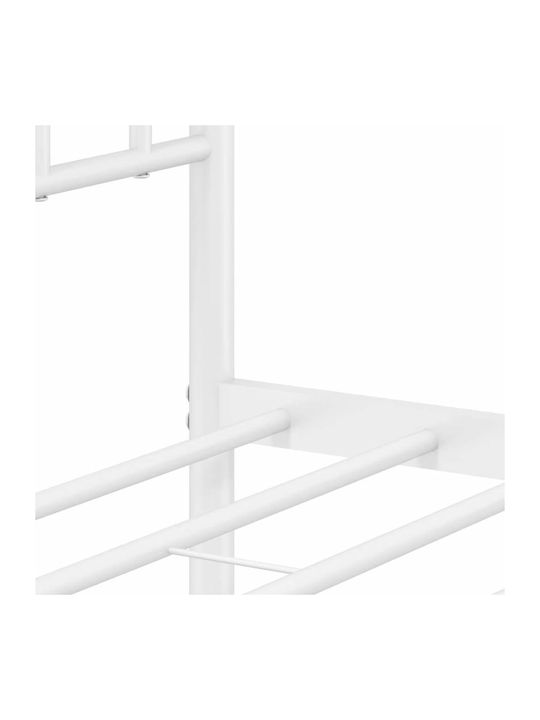 Double Metal Bed White with Slats for Mattress 135x190cm