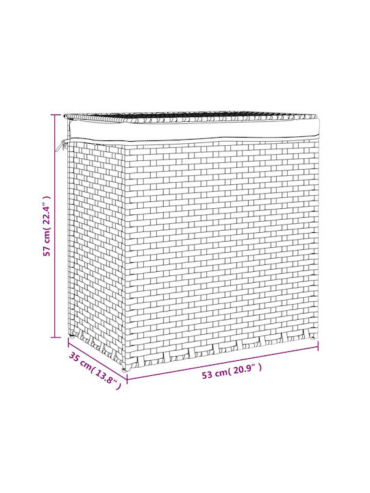 vidaXL Καλάθι Απλύτων Πλαστικό με Καπάκι 53x35x57cm Λευκό