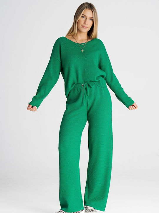 Figl Women's Green Set with Trousers in Loose Fit