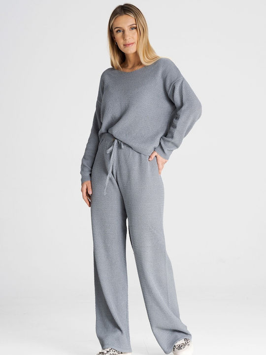 Figl Women's Gray Set with Trousers in Loose Fit