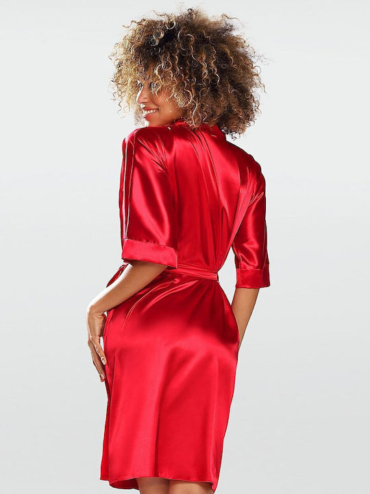 Dkaren Sommer Damen Satin Robe Red