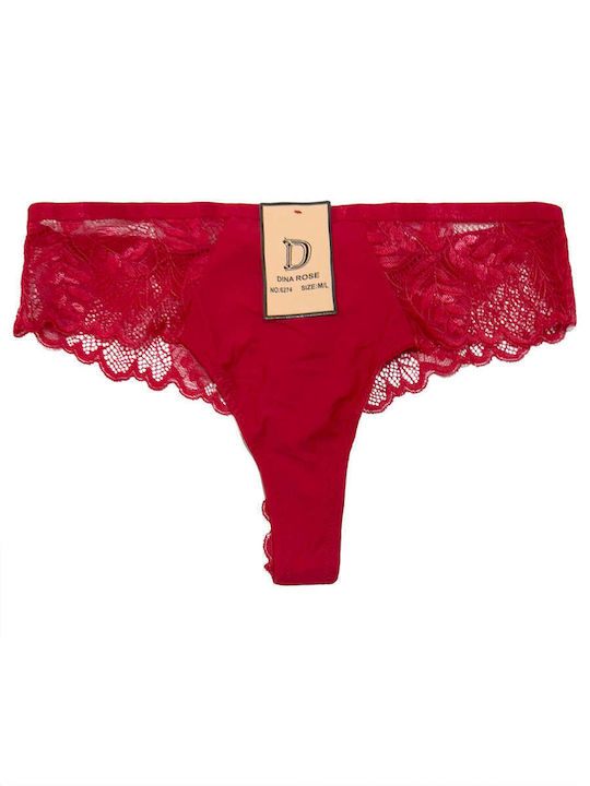 Ustyle Women's Brazil with Lace Red