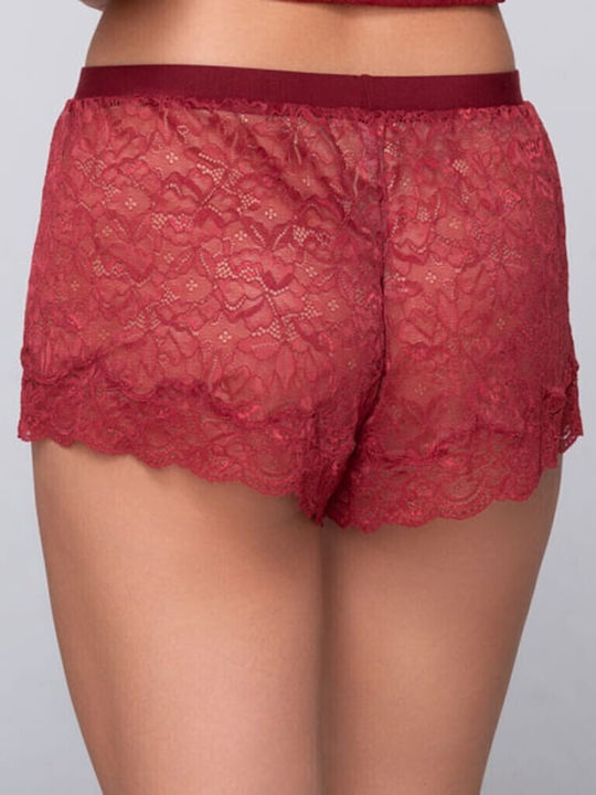 Luna Women's Boxer with Lace Red