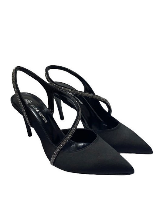Pointed Toe Black High Heels with Strap