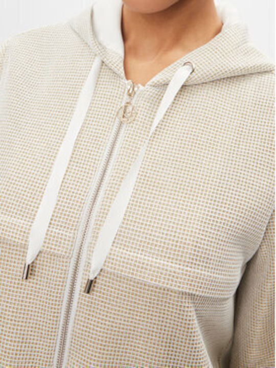 Fleece Γυναικεία Ζακέτα με Φερμουάρ σε Μπεζ Χρώμα