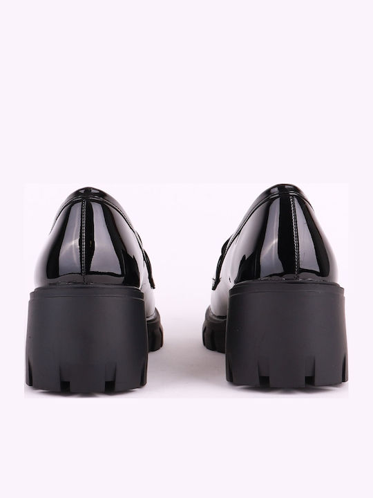 Patent Leather Women's Moccasins in Black Color