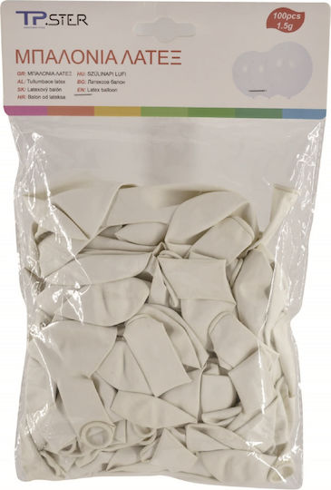 Set of 100 Balloons Latex White