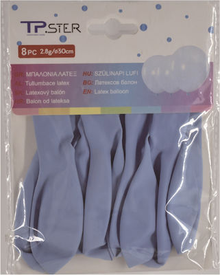 Set of 8 Balloons Latex Blue