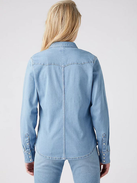 Wrangler Langärmelig Damen Hemd Light Indigo