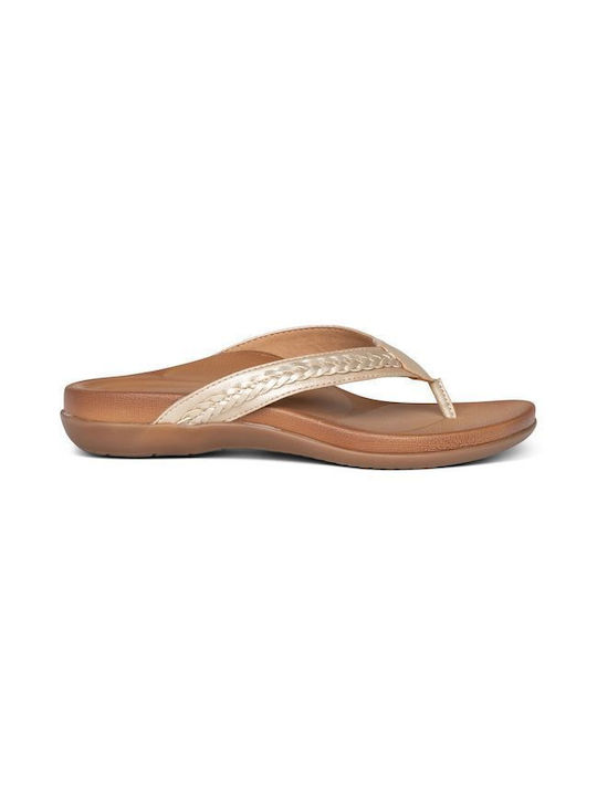 Aetrex Women's Flat Sandals in Gold Color