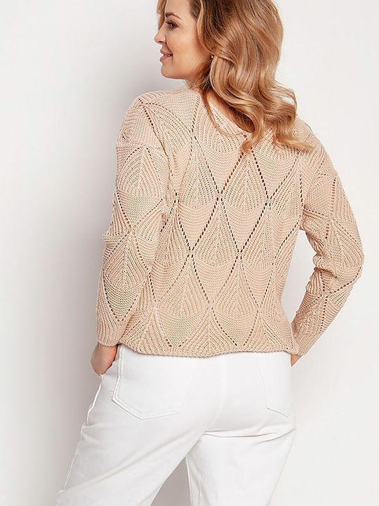 MKM Swetry Damen Langarm Pullover Beige