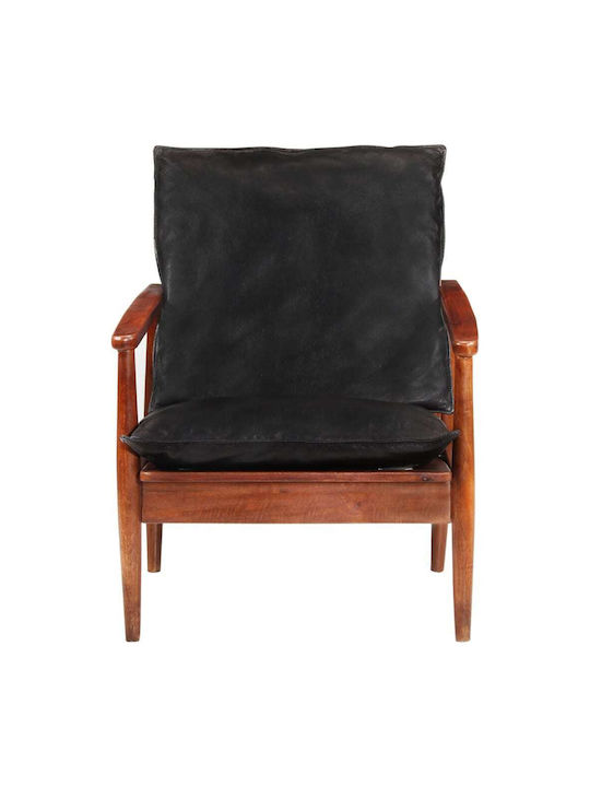 Armchair from Genuine Leather Black 52x65x72cm