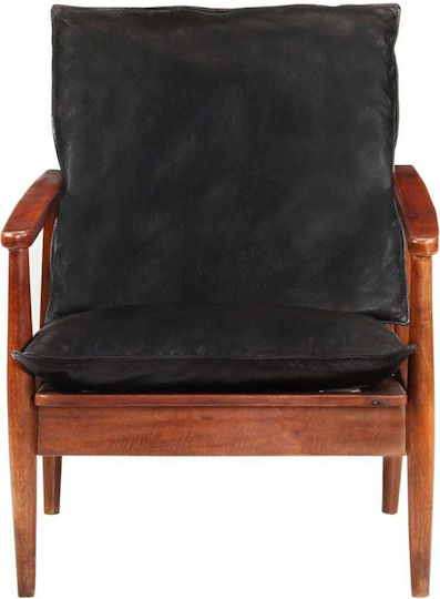 Sessel aus echtem Leder Black 52x65x72cm
