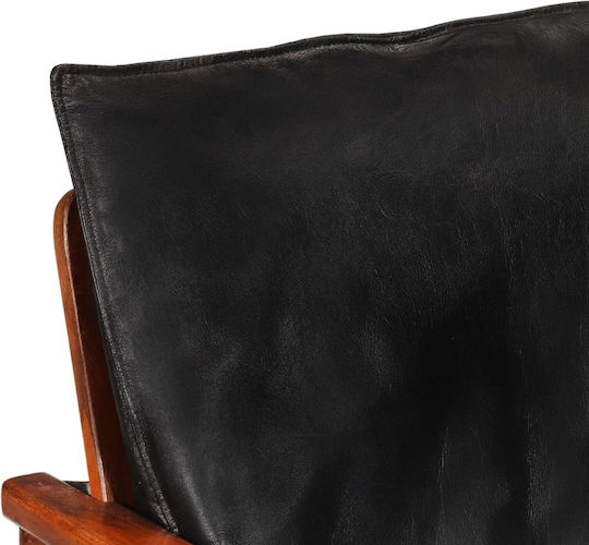 Sessel aus echtem Leder Black 52x65x72cm