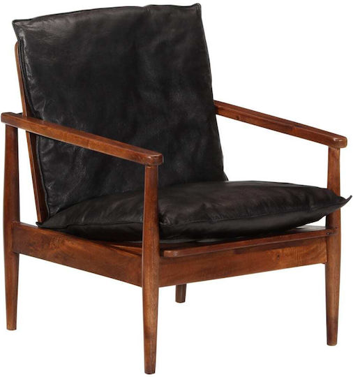 Sessel aus echtem Leder Black 52x65x72cm