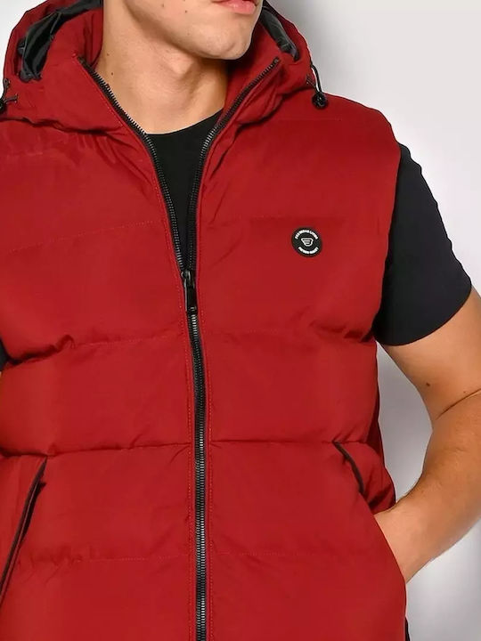 Brokers Jeans Fără mâneci Geacă pentru bărbați de iarnă Puffer DEEP RED 23510-005-078