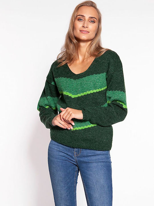 MKM Swetry Damen Langarm Pullover Wolle Green (Green)