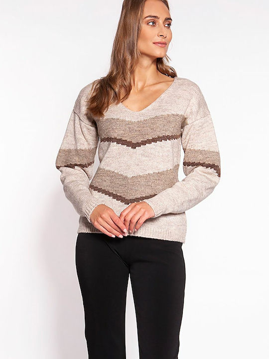 MKM Swetry Women's Long Sleeve Sweater Woolen Beige (Beige)