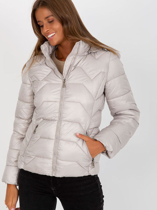 NM Women's Long Puffer Jacket for Winter with Hood Gray