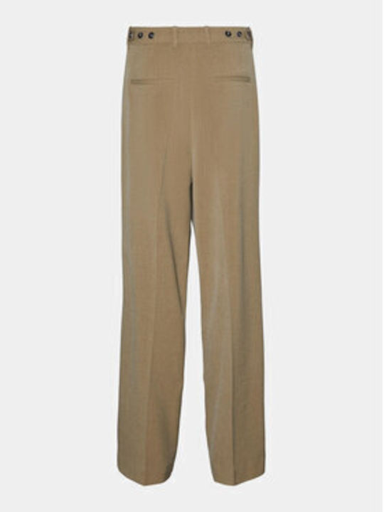 Vero Moda Women's Fabric Trousers in Tapered Line Beige
