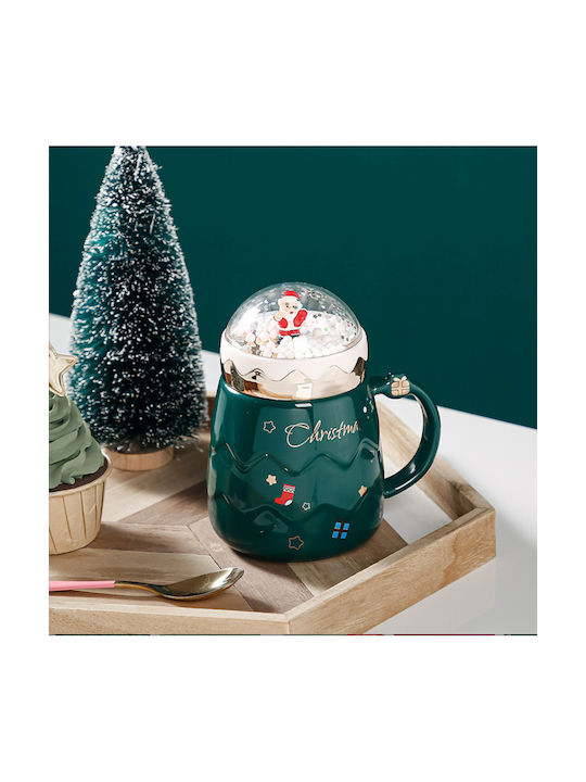 GREEN CHRISTMAS CUP WITH SNOWBALL