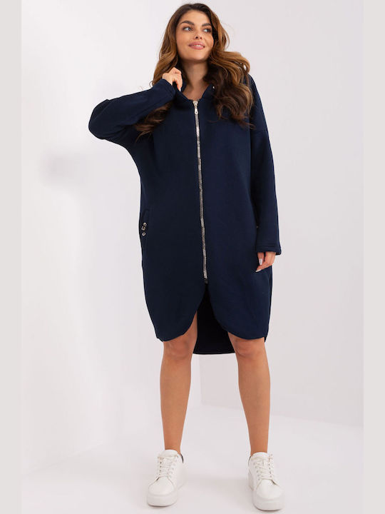 Relevance Women's Long Hooded Cardigan Navy Blue