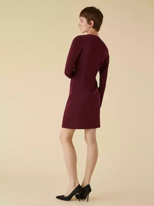 Mini Dress Draped Bordeaux