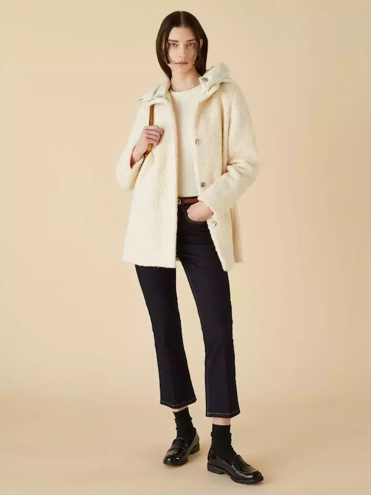 Emme Women's Midi Coat Ivory.