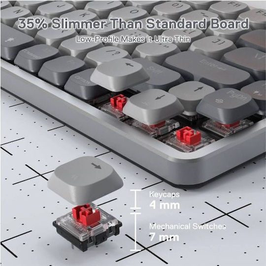 Redragon K652 Pro Ασύρματο Gaming Μηχανικό Πληκτρολόγιο 75% με Custom Red διακόπτες και RGB φωτισμό (Αγγλικό US)
