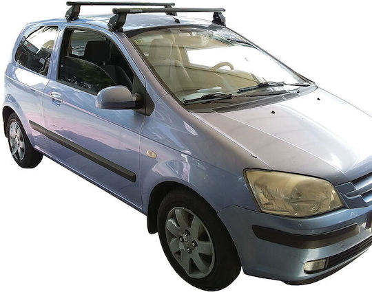 Menabo Metallic Car Roof Bars for Hyundai Getz 3D Set with Roof Rack Legs Silver