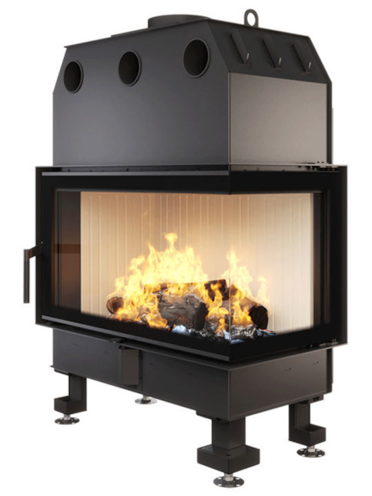 Saven Energy Eco Șemineu cu inserție Lemn 17kW Colțul din dreapta cu uși de cabinet Rezervor de expansiune închis Negru