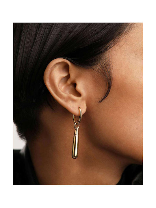 P D Paola Single Earring Hoop made of Silver Gold Plated with Stones